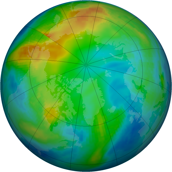 Arctic ozone map for 18 November 1987